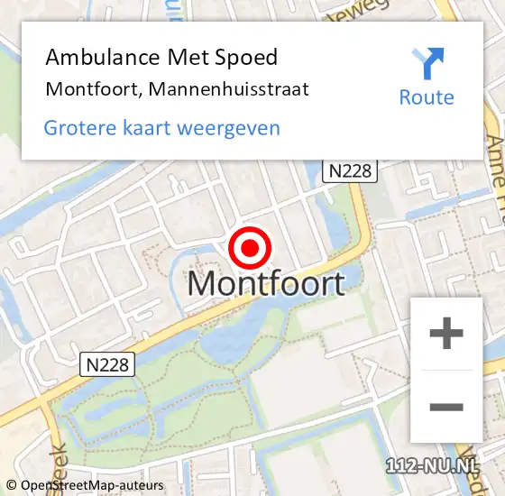 Locatie op kaart van de 112 melding: Ambulance Met Spoed Naar Montfoort, Mannenhuisstraat op 23 februari 2014 11:20