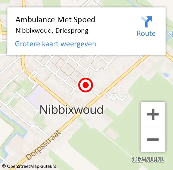 Locatie op kaart van de 112 melding: Ambulance Met Spoed Naar Nibbixwoud, Driesprong op 25 april 2018 23:06