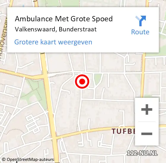 Locatie op kaart van de 112 melding: Ambulance Met Grote Spoed Naar Valkenswaard, Bunderstraat op 25 april 2018 23:54