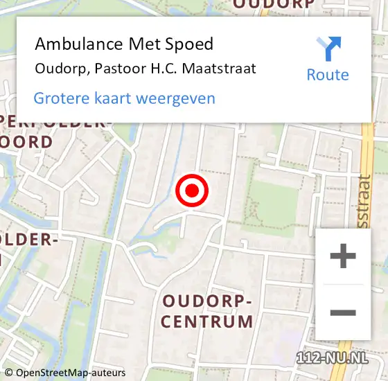 Locatie op kaart van de 112 melding: Ambulance Met Spoed Naar Oudorp, Pastoor H.C. Maatstraat op 25 april 2018 23:59