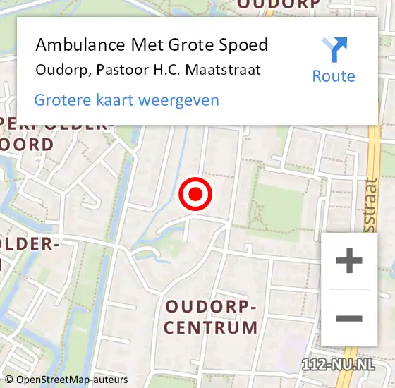 Locatie op kaart van de 112 melding: Ambulance Met Grote Spoed Naar Oudorp, Pastoor H.C. Maatstraat op 26 april 2018 00:04