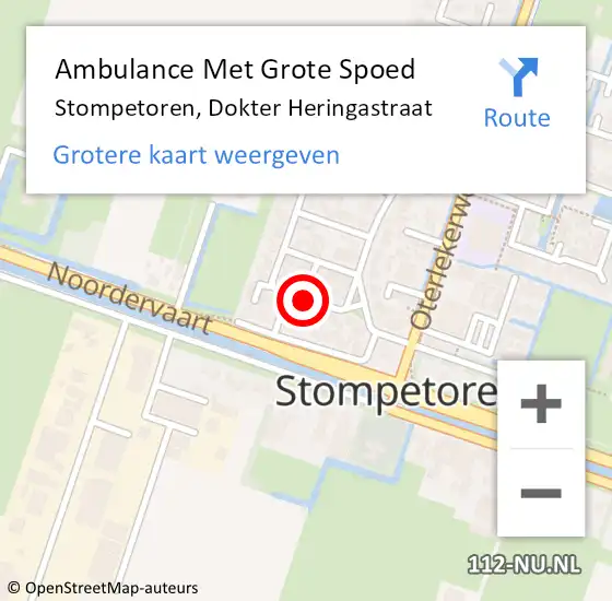 Locatie op kaart van de 112 melding: Ambulance Met Grote Spoed Naar Stompetoren, Dokter Heringastraat op 26 april 2018 00:22