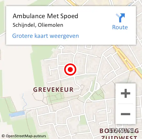 Locatie op kaart van de 112 melding: Ambulance Met Spoed Naar Schijndel, Oliemolen op 26 april 2018 01:47