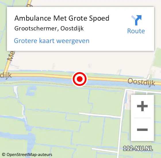 Locatie op kaart van de 112 melding: Ambulance Met Grote Spoed Naar Grootschermer, Oostdijk op 26 april 2018 01:57