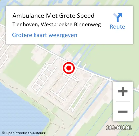 Locatie op kaart van de 112 melding: Ambulance Met Grote Spoed Naar Tienhoven, Westbroekse Binnenweg op 26 april 2018 02:04