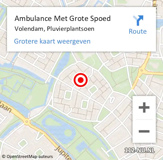 Locatie op kaart van de 112 melding: Ambulance Met Grote Spoed Naar Volendam, Pluvierplantsoen op 26 april 2018 02:25