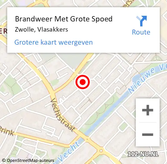 Locatie op kaart van de 112 melding: Brandweer Met Grote Spoed Naar Zwolle, Vlasakkers op 23 september 2013 12:35