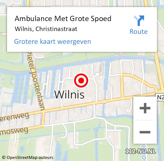 Locatie op kaart van de 112 melding: Ambulance Met Grote Spoed Naar Wilnis, Christinastraat op 26 april 2018 05:56