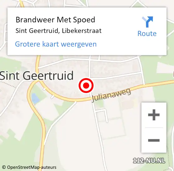 Locatie op kaart van de 112 melding: Brandweer Met Spoed Naar Sint Geertruid, Libekerstraat op 26 april 2018 08:05