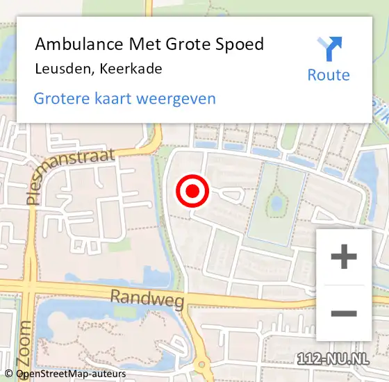 Locatie op kaart van de 112 melding: Ambulance Met Grote Spoed Naar Leusden, Keerkade op 23 februari 2014 11:42