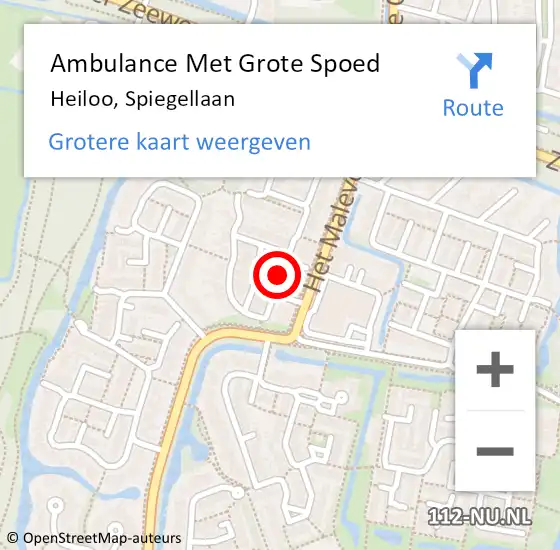 Locatie op kaart van de 112 melding: Ambulance Met Grote Spoed Naar Heiloo, Spiegellaan op 26 april 2018 08:33