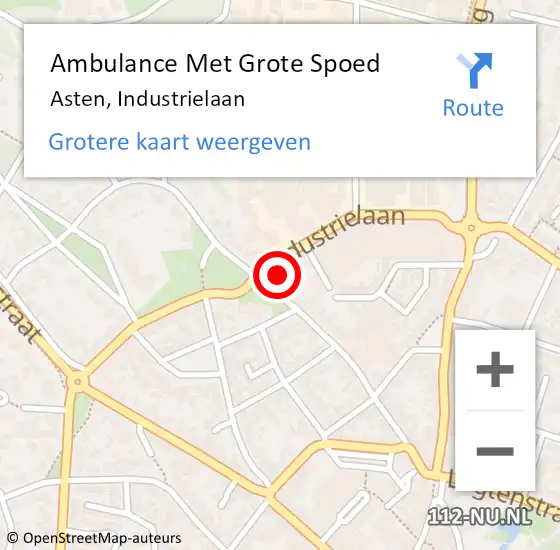 Locatie op kaart van de 112 melding: Ambulance Met Grote Spoed Naar Asten, Industrielaan op 26 april 2018 09:38