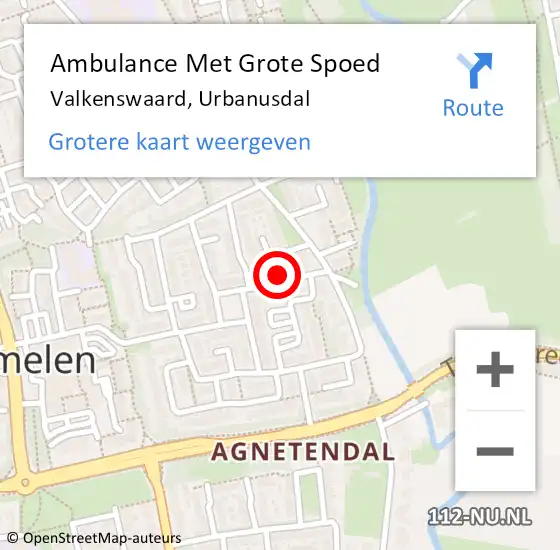 Locatie op kaart van de 112 melding: Ambulance Met Grote Spoed Naar Valkenswaard, Urbanusdal op 26 april 2018 09:48