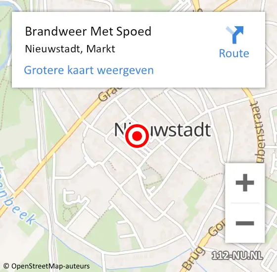 Locatie op kaart van de 112 melding: Brandweer Met Spoed Naar Nieuwstadt, Markt op 26 april 2018 10:13