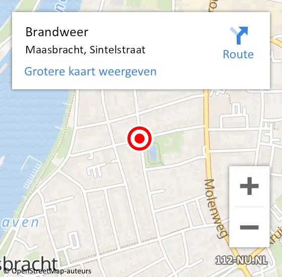 Locatie op kaart van de 112 melding: Brandweer Maasbracht, Sintelstraat op 26 april 2018 10:13