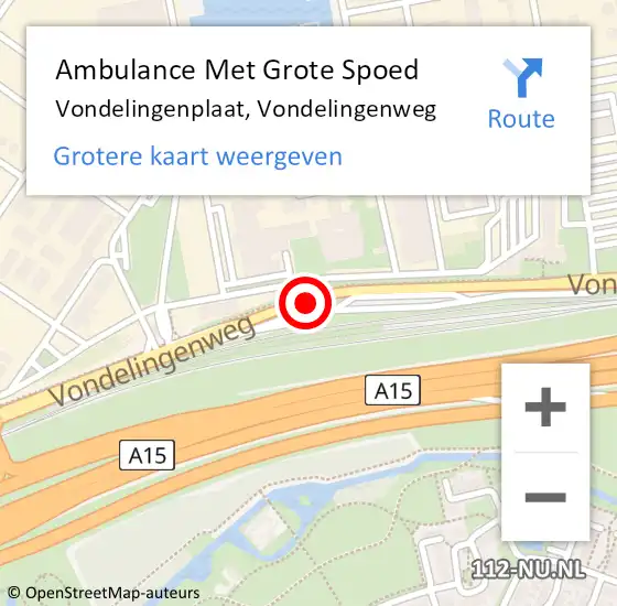 Locatie op kaart van de 112 melding: Ambulance Met Grote Spoed Naar Vondelingenplaat, Vondelingenweg op 26 april 2018 10:24