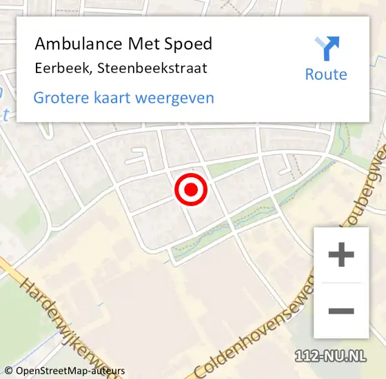 Locatie op kaart van de 112 melding: Ambulance Met Spoed Naar Eerbeek, Steenbeekstraat op 26 april 2018 10:27