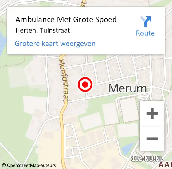 Locatie op kaart van de 112 melding: Ambulance Met Grote Spoed Naar Herten, Tuinstraat op 26 april 2018 10:42