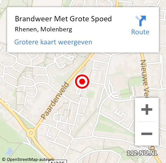 Locatie op kaart van de 112 melding: Brandweer Met Grote Spoed Naar Rhenen, Molenberg op 26 april 2018 10:55