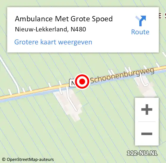 Locatie op kaart van de 112 melding: Ambulance Met Grote Spoed Naar Nieuw-Lekkerland, N480 op 26 april 2018 11:35