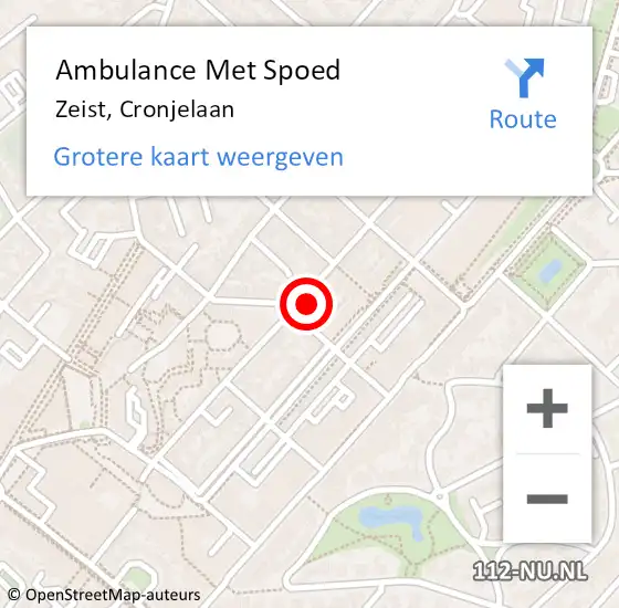 Locatie op kaart van de 112 melding: Ambulance Met Spoed Naar Zeist, Cronjelaan op 26 april 2018 11:43