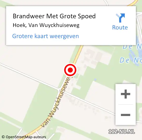 Locatie op kaart van de 112 melding: Brandweer Met Grote Spoed Naar Hoek, Van Wuyckhuiseweg op 26 april 2018 11:57