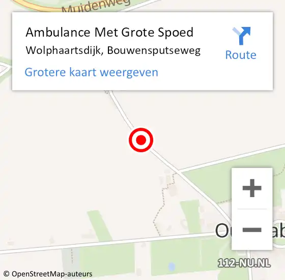 Locatie op kaart van de 112 melding: Ambulance Met Grote Spoed Naar Wolphaartsdijk, Bouwensputseweg op 26 april 2018 13:07