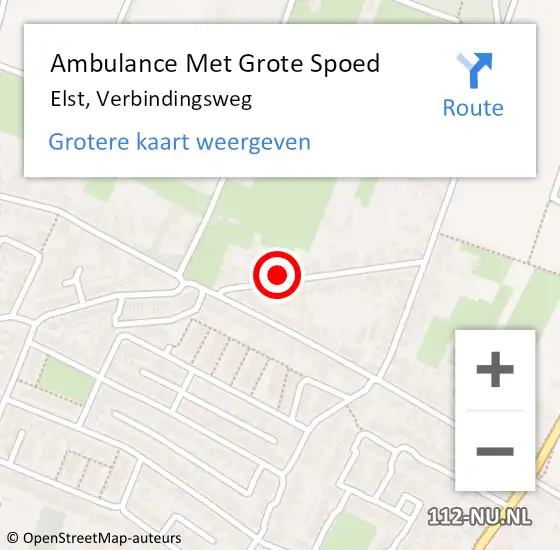 Locatie op kaart van de 112 melding: Ambulance Met Grote Spoed Naar Elst, Verbindingsweg op 26 april 2018 13:34