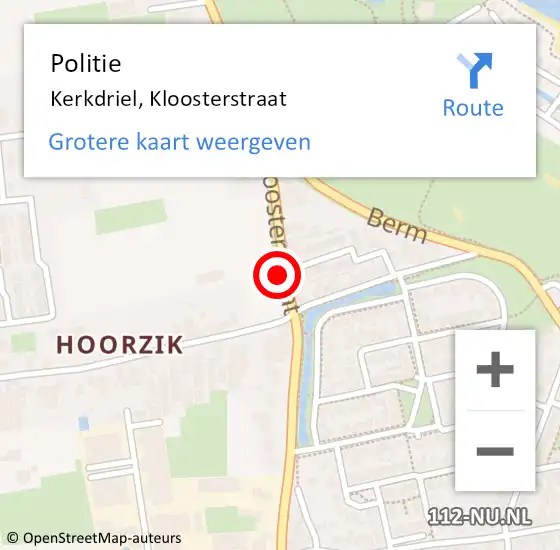 Locatie op kaart van de 112 melding: Politie Kerkdriel, Kloosterstraat op 26 april 2018 13:45