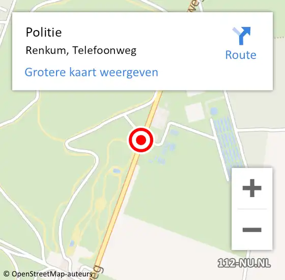 Locatie op kaart van de 112 melding: Politie Renkum, Telefoonweg op 23 februari 2014 12:31