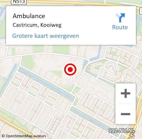 Locatie op kaart van de 112 melding: Ambulance Castricum, Kooiweg op 26 april 2018 14:36