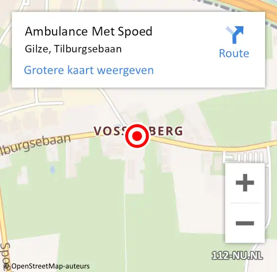 Locatie op kaart van de 112 melding: Ambulance Met Spoed Naar Gilze, Tilburgsebaan op 26 april 2018 15:38