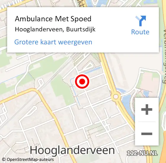 Locatie op kaart van de 112 melding: Ambulance Met Spoed Naar Hooglanderveen, Buurtsdijk op 26 april 2018 16:03