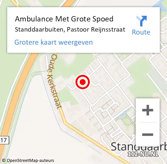 Locatie op kaart van de 112 melding: Ambulance Met Grote Spoed Naar Standdaarbuiten, Pastoor Reijnsstraat op 26 april 2018 16:37