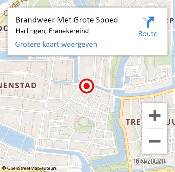 Locatie op kaart van de 112 melding: Brandweer Met Grote Spoed Naar Harlingen, Franekereind op 26 april 2018 18:23