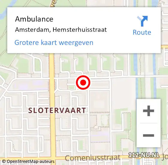 Locatie op kaart van de 112 melding: Ambulance Amsterdam, Hemsterhuisstraat op 26 april 2018 18:26