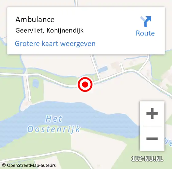 Locatie op kaart van de 112 melding: Ambulance Geervliet, Konijnendijk op 26 april 2018 19:40