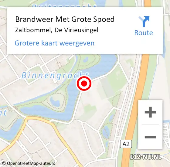 Locatie op kaart van de 112 melding: Brandweer Met Grote Spoed Naar Zaltbommel, De Virieusingel op 26 april 2018 19:42