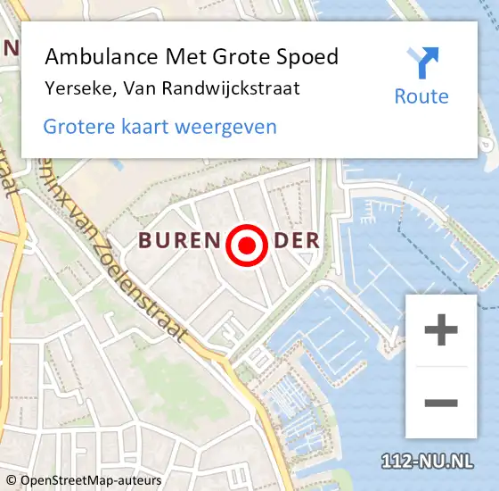 Locatie op kaart van de 112 melding: Ambulance Met Grote Spoed Naar Yerseke, Van Randwijckstraat op 26 april 2018 19:45