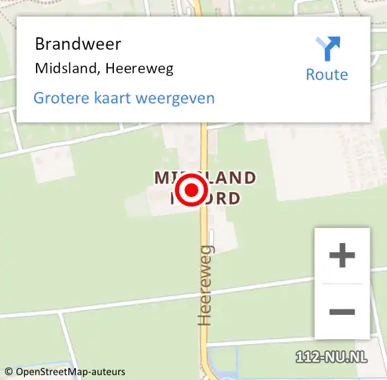 Locatie op kaart van de 112 melding: Brandweer Midsland, Heereweg op 26 april 2018 19:51
