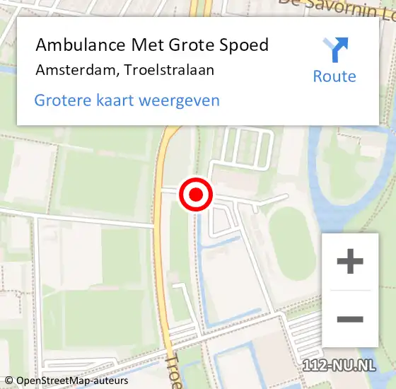 Locatie op kaart van de 112 melding: Ambulance Met Grote Spoed Naar Amsterdam, Troelstralaan op 26 april 2018 20:02