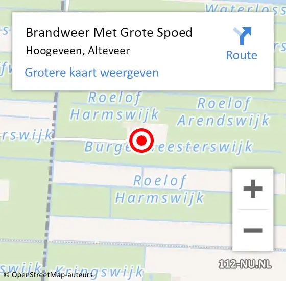 Locatie op kaart van de 112 melding: Brandweer Met Grote Spoed Naar Hoogeveen, Alteveer op 26 april 2018 20:42