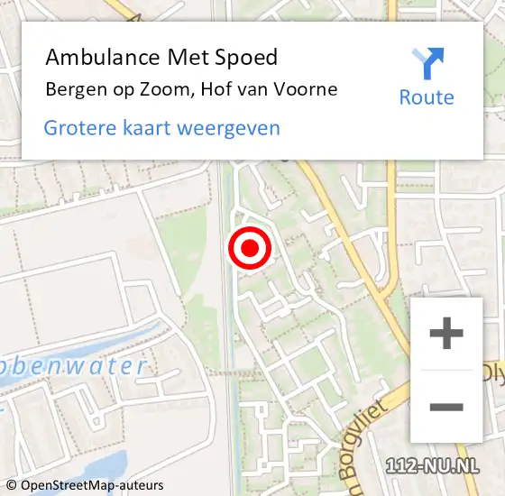 Locatie op kaart van de 112 melding: Ambulance Met Spoed Naar Bergen op Zoom, Hof van Voorne op 26 april 2018 21:11