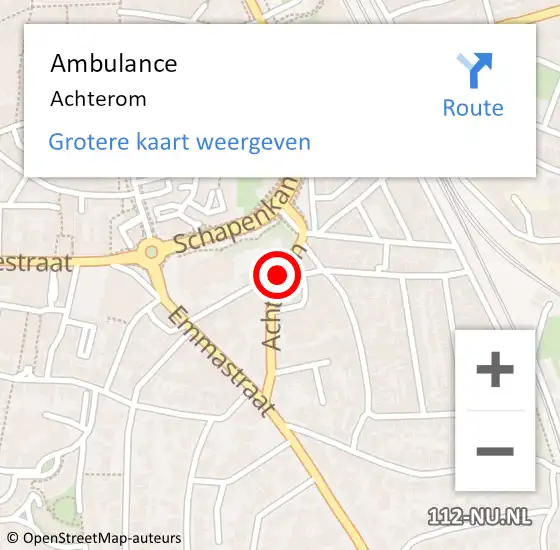 Locatie op kaart van de 112 melding: Ambulance Achterom op 26 april 2018 21:55