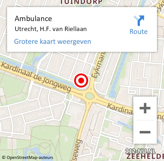 Locatie op kaart van de 112 melding: Ambulance Utrecht, H.F. van Riellaan op 26 april 2018 21:59