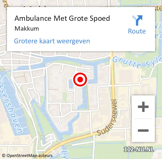 Locatie op kaart van de 112 melding: Ambulance Met Grote Spoed Naar Makkum op 26 april 2018 22:32