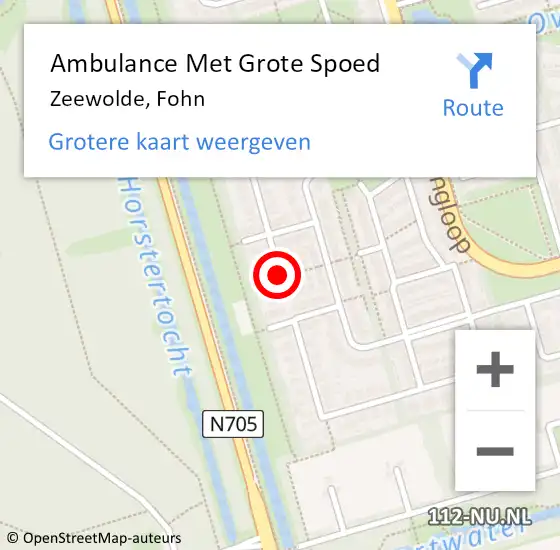 Locatie op kaart van de 112 melding: Ambulance Met Grote Spoed Naar Zeewolde, Fohn op 26 april 2018 23:48