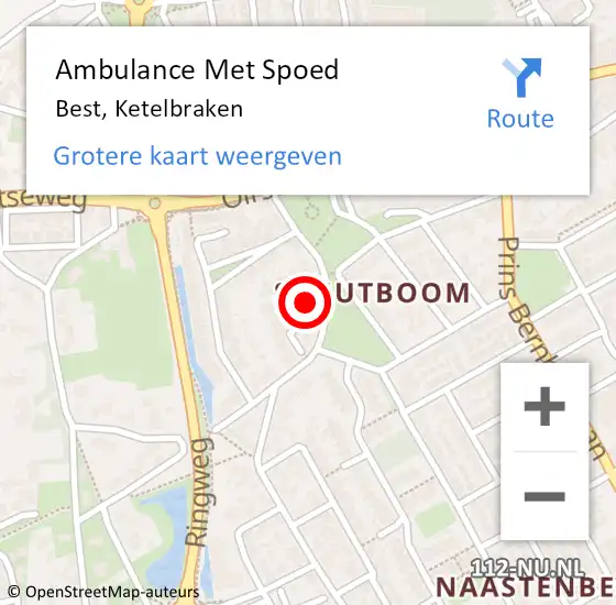 Locatie op kaart van de 112 melding: Ambulance Met Spoed Naar Best, Ketelbraken op 26 april 2018 23:59