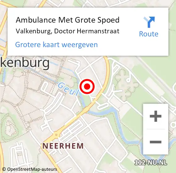 Locatie op kaart van de 112 melding: Ambulance Met Grote Spoed Naar Valkenburg, Doctor Hermanstraat op 23 februari 2014 13:40