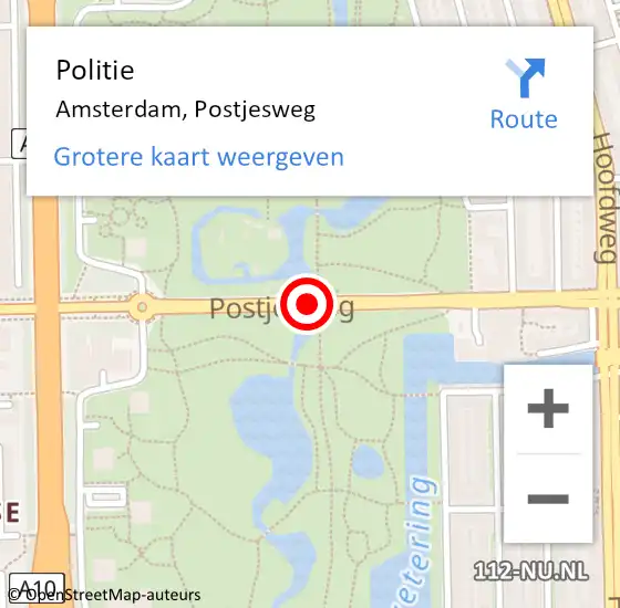 Locatie op kaart van de 112 melding: Politie Amsterdam, Postjesweg op 27 april 2018 00:43